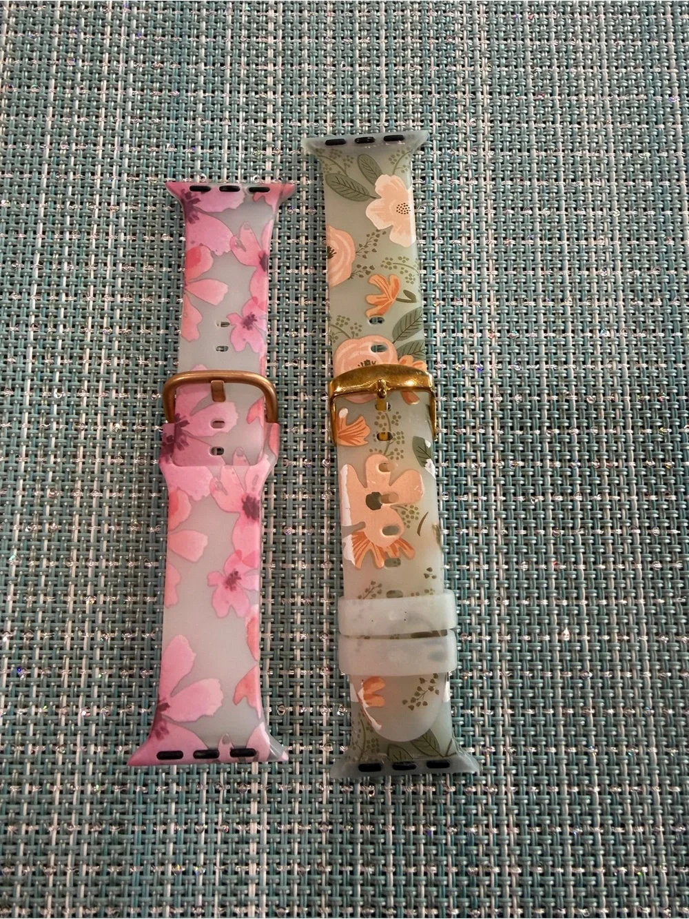 Floral Silicone Apple Watch Bands - Pink & Sage